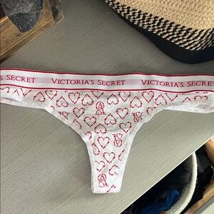 Victoria's Secret Red Heart Patterned Thong